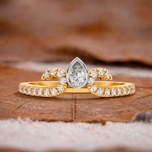 Anillo de Boda con Diamante Cultivado en Laboratorio de Corte Pera de 0.35ctw, Diseño Tiara, Certificado IGI, Moderno, Oro Sólido de 14K/18K, Banda de Eternidad Única - Product Image 1