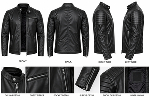 Dernière conception – Blouson en cuir véritable pour homme avec logo frontal, haute qualité, respirant, écologique, personnalisable, fermeture éclair, décontracté pour l'hiver - Product Image 5