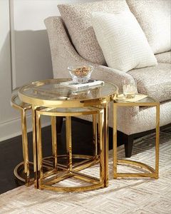 Juego de mesas nido de metal hechas a mano, muebles elegantes para el hogar, para decoración de apartamentos modernos y hoteles. - Product Image 1
