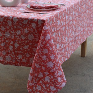 Luxury Sanganeri Block Print Cotton Tablecloth Handmade Indian Floral <b>Dining</b> <b>Table</b> <b>Cover</b> Eco-Friendly Dustproof Modern Home - Product Image 4