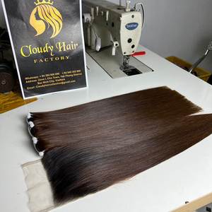 Cabello Humano Virgen Sin Procesar de Vietnam, Extensiones de Cabello Liso Natural de Grado 12A, Cabello con Cutícula Alineada, Trama Plana - Product Image 1