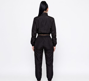 Women's <b>Crop</b> Zip Jacket Tracksuit Set Elastic Waist <b>Jogger</b> Pants Custom Sportswear OEM Supplier - Product Image 2