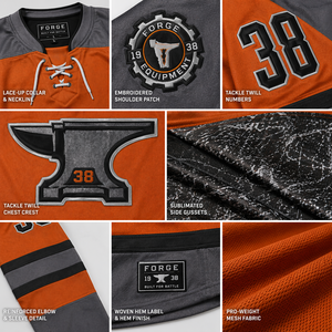 Premium Ice Hockey Jersey Custom Team Uniform Men Rust Orange Grey Mesh Fabric Pro Weight Athletic Hockey <b>Shirt</b> - Product Image 6