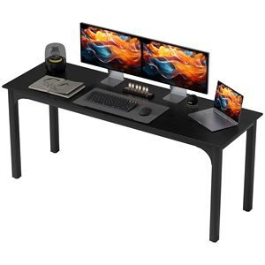 Scrivania Regolabile in Altezza 180 cm, Robusta con Piano Nero e Gambe in Metallo, per Ufficio Domestico, Computer e Laptop - Product Image 1