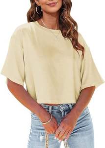 Camiseta Corta para Mujer, Ropa de Algodón Personalizada, Venta al Por Mayor, Suministro a Granel de Fábrica - Product Image 4
