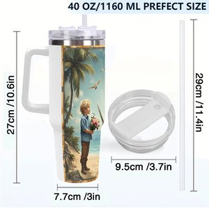 Vaso de acero inoxidable de 40 oz con doble pared aislante y diseño pirata para niños y adultos. - Product Image 4