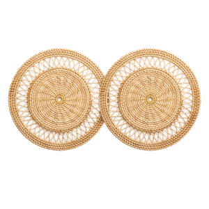 Set de table rond en rotin de qualité supérieure, fait main, pour une décoration de salle à manger luxueuse, finition de qualité artisanale. - Product Image 1