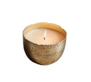 Textured Brass Candle Bowl Decorative Golden Candle Holder Round Metal Candle <b>Cup</b> Luxury Home Decor Scented Candleholder - Product Image 1