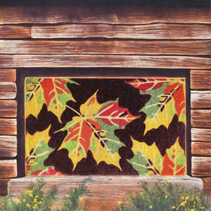 Modern Anti Slip Natural Coir Mats with <b>bleached</b> and Printed Designs Autumn leaves in a bright colorful pattern - Product Image 4