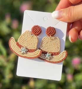 Boucles d'oreilles artisanales perlées avec des rayures turquoise, blanches et dorées, thème floral, forme ovale, bijoux de fête pour femmes - Product Image 2