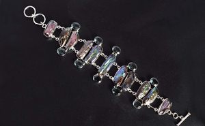 Natural Abalone <b>Shell</b> & Iolite Gemstone 925 Solid Sterling Silver <b>Bracelet</b> Designer Women's Fine Jewelry From India New Arrival - Product Image 4