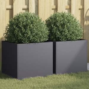 Ensemble de 2 pots et jardinières en acier laminé à froid anthracite de taille moyenne - Product Image 1