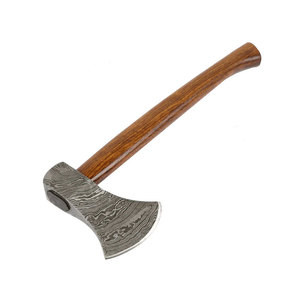 Hache en acier de Damas forgée à la main avec manche en bois naturel, outil de collection traditionnel pour exposition - Product Image 3