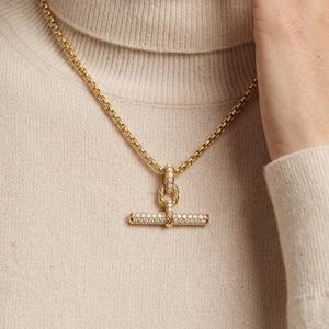 Diamond Moissanite Iced Out <b>T</b>-<b>Bar</b> Pendant Pave <b>Bar</b> Pendant Charm Luxury Gold Plated Statement Pendant Unisex Jewelry - Product Image 3