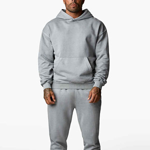 Sudadera con Capucha Gris para Hombre, Nueva Colección 2027, Corte Regular, Color Sólido, Felpa de Algodón, Informal, con Bolsillo Delantero, Estampado Digital Invernal - Product Image 1