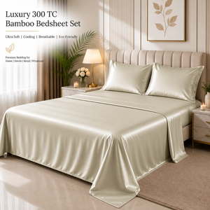 Juego de Sábanas de Bambú de 300 Hilos |   Ropa de Cama Ultra Suave, Refrescante, Transpirable y Sedosa para Hogares, Hoteles y Hostelería, Venta al Por Mayor Premium - Product Image 4