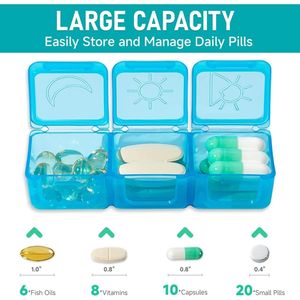 Organisateur de pilules portable grande capacité AM/PM, sac de voyage hebdomadaire avec étiquettes, étui de rangement mensuel pour pilules - Product Image 2