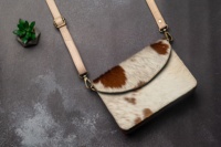 Portefeuille Pochette en Cuir de Vache Marron, Sac à Bandoulière en Cuir de Veau, Sac à Main, Sac à Main, Porte-Monnaie, Porte-Monnaie pour Femmes et Filles
