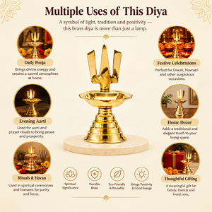 Support de Diya Trishul en laiton doré poli, accessoires spirituels pour temple, décoration traditionnelle indienne pour salle de Puja, support de lampe à huile - Product Image 4