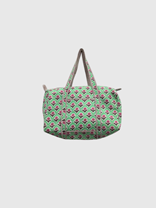 Bolsa de Viaje Grande con Estampado Floral Verde y Rosa, Bolsa de Fin de Semana con Cierre de Cremallera - Product Image 1