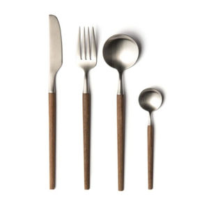 Ensemble de couverts élégants de qualité supérieure en acier inoxydable et bois d'érable massif, vaisselle pour la maison et la restauration - Product Image 1