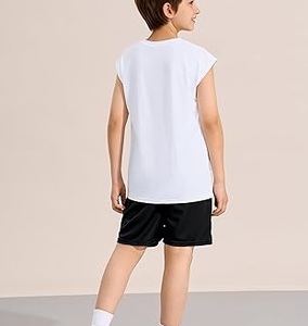 Camisetas sin mangas con capucha 100% algodón para hombre OEM, camisetas de gimnasio sin mangas transpirables con logo personalizado, chaleco RTS, camiseta sin mangas para niños para entrenamiento - Product Image 3