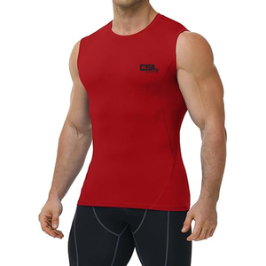 Top Quality Sleeveless Compression Shirt For <b>Men</b> <b>Stretch</b> Fit Quick Dry Running Fitness And Training - Product Image 1