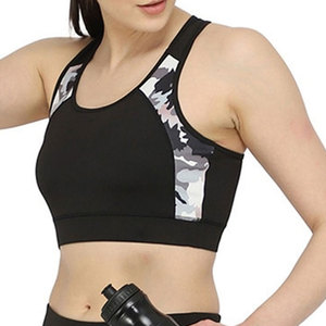 Soutien-gorge de sport noir pour femme avec empiècements latéraux camouflage, style dos nageur, séchage rapide et respirant, style moderne, OEM - Product Image 3