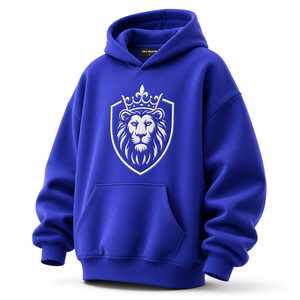 เสื้อฮู้ดโอเวอร์ไซส์ผ้าฟลีซสำหรับฤดูหนาว พร้อมลายปักตราสัญลักษณ์สิงโต ระบายอากาศได้ดี ดีไซน์ลำลองสำหรับทุกเพศ พร้อมกระเป๋าจิงโจ้ - Product Image 4