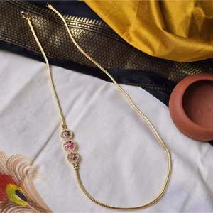 Mogappu Stainless Steel Diamond Pearl Flower Chain Necklace for Wedding Party Gift - Product Image 1