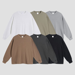 เสื้อสเวตเชิ้ตผู้หญิง คอกลม สีพื้น ผ้าถัก 100% คอตตอน ระบายอากาศได้ดี สวมใส่สบาย แขนยาว เหมาะสำหรับฤดูใบไม้ร่วง - Product Image 1