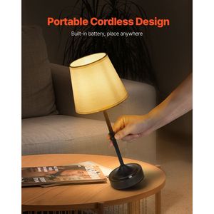 Lampada da Scrivania Ricaricabile Senza Fili 5200mAh con 3 Livelli di Luminosità, Paralume in Tessuto, Temperatura Colore 2700-3000K per lo Studio - Product Image 3