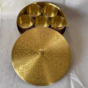 Brass Spice <b>Box</b> with inner compartment | Traditional Kitchenware Round Spice <b>Box</b> Kitchen - Product Image 5