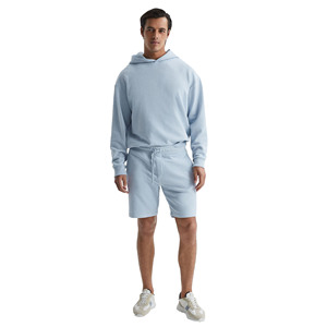 Ensemble sweat à capuche et short pour homme de haute qualité, 100 % coton molletonné respirant, logo personnalisé sur le devant, service OEM, survêtement décontracté printemps - Product Image 1