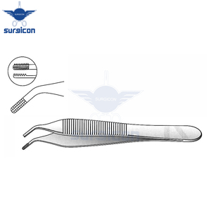 Pinzas Adson-Brown para Tejidos y Agarre, 12 cm / 4-3/4 Pulgadas, Curvas, con 7x7 Dientes, de Acero Inoxidable, para Sujeción de Tejidos Quirúrgicos - Product Image 4
