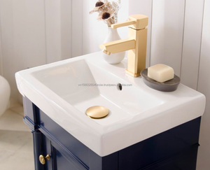 Modern Classic <b>Small</b> Bathroom Vanity with Solid Wood & Plywood <b>Sink</b> Cabinet Set 17 Inch Hotel Use Phuoc Hung PHBPV Floor Mounted - Product Image 3