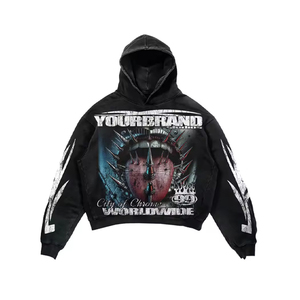 ผู้ผลิตชุดวอร์มแฟชั่นสตรีทสไตล์ลำลองแบบยูนิเซ็กซ์ OEM ขายส่ง MOQ ต่ำ รับผลิตตามแบบ พิมพ์ลายกราฟิกดิจิทัลบนเสื้อฮู้ดและกางเกงวอร์ม - Product Image 5