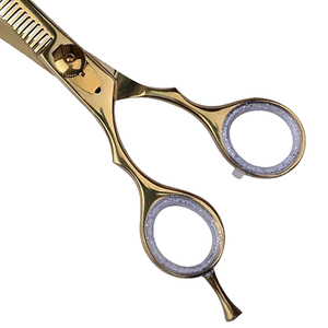 Ciseaux professionnels pour la retouche des cheveux, 6,0 pouces, en acier inoxydable, à pointe arrondie, pour droitiers, manche long, ciseaux à dents en V pour barbier - Product Image 4