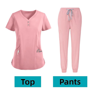 Medical <b>Scrubs</b> Uniform V-neck Hospital Uniforms Nursing <b>Scrubs</b> Uniform Sets Short Sleeve Tops Jogger Pants for Women Nurse Store - Product Image 5
