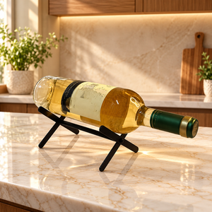 Porte-bouteilles à vin en métal noir, support de comptoir en X avec support stable pour bar, cuisine, salle à manger et présentation en magasin - Product Image 1