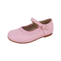 Chaussures plates pour filles CHOOZII en cuir véritable rose de haute qualité avec boucle dorée et bord festonné, style Mary Jane