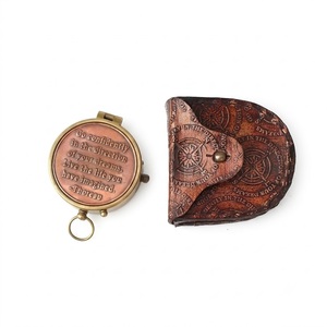 Vintage Brass Poem <b>Compass</b> with Leather Box Decorative Object | <b>Antique</b> Nautical Pocket <b>Compass</b> Gift for Father Husband & travel - Product Image 1