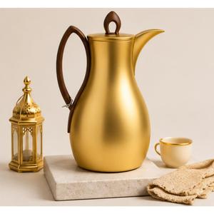 Luxury Gold Stainless Steel Thermal Coffee <b>Pot</b> with Wooden Handle <b>Tea</b> Carafe for Home Hotel and Ramadan Catering In Low Price - Product Image 4