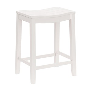Tabouret de comptoir en pin blanchi avec siège rembourré - Vente en gros - Product Image 2