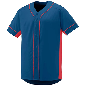 Maillot de baseball uni bleu à col en V et fermeture boutonnée, personnalisable pour équipes, pour jeunes garçons, pour matchs et compétitions 2026 - Product Image 1
