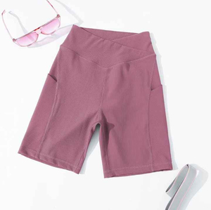 Shorts de yoga pour femmes sur mesure, tissu OEM, fabricant et fournisseur de shorts de sport professionnels à taille haute - Product Image 3