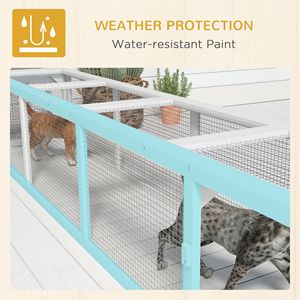    Tunnel pour chat extensible de 79 pouces, design en bois avec protection contre les intempéries pour terrasses, patios et balcons, couleur blanche - Product Image 5