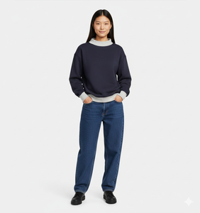 Sudadera Casual Oversize de Cuello Alto para Mujer, Manga Larga, Forro Polar Transpirable, Sin Forro, Corte Regular, Logotipo Personalizado Frontal, Otoño Invierno - Product Image 1