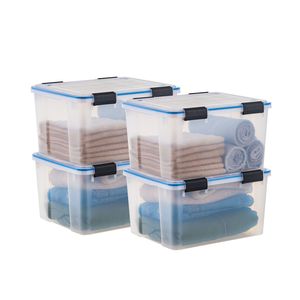44 Qt. Contenitori di plastica per la conservazione con coperchi sigillati, scatola trasparente con guarnizione, contenitori ermetici, confezione da 4 - Product Image 1