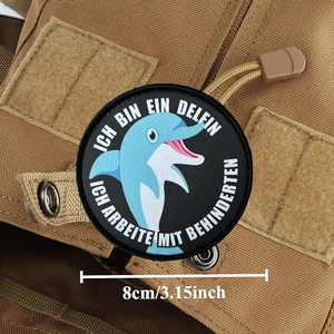 Parche Termoadhesivo de Tela Tejida Ecológica Ich BinEin Delfin con Diseño de Delfín Bordado, Forma Rectangular, Regalo para Personas con Discapacidad - Product Image 2